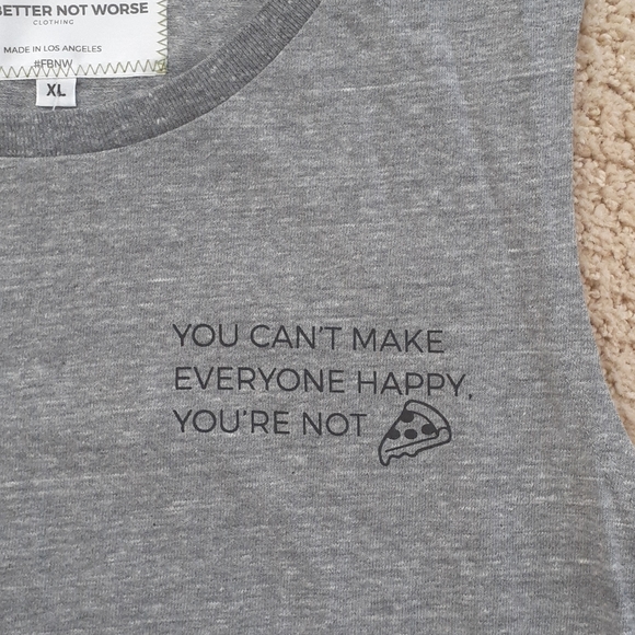 Graphic Grey Muscle Tank top (pizza!) - Picture 2 of 5